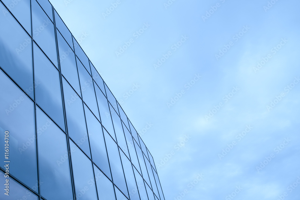 Business office building exterior with glass windows