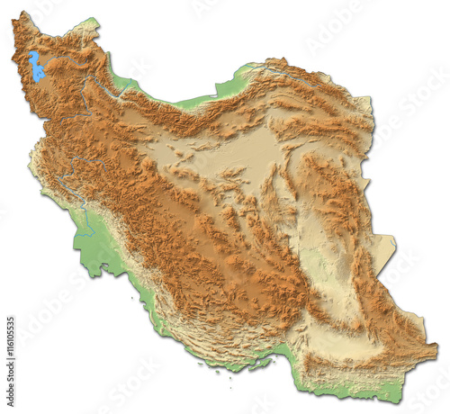Relief map of Iran - 3D-Rendering