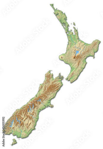 Relief map of New Zealand - 3D-Rendering