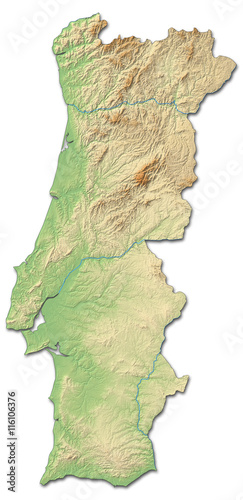 Relief map of Portugal - 3D-Rendering