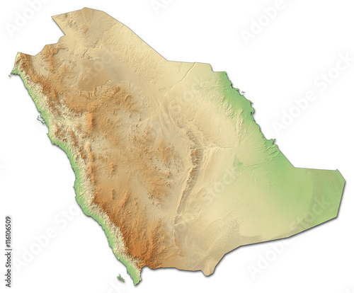 Relief map of Saudi Arabia - 3D-Rendering