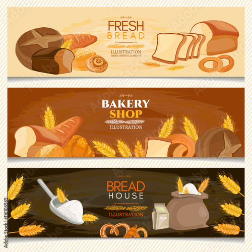 Bakery banner fresh bread bakery shop