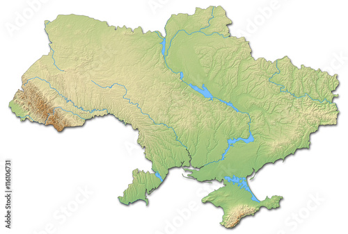 Relief map of Ukraine - 3D-Rendering
