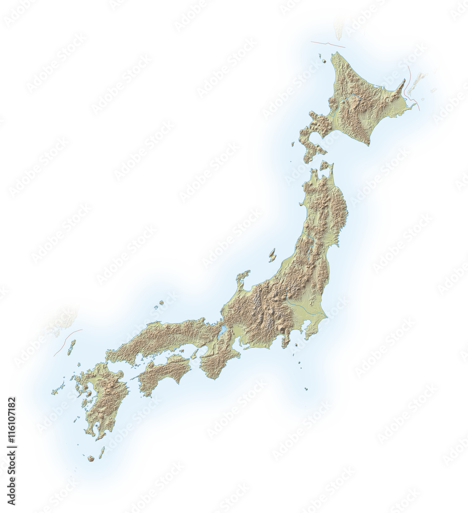 Relief map of Japan - 3D-Rendering Stock Illustration | Adobe Stock