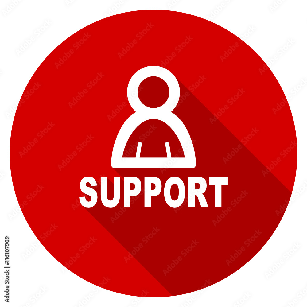 Flat design red round support vector icon Flat design red round support vector icon