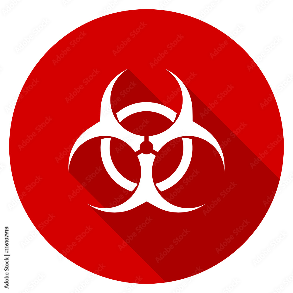 Flat design red round biohazard vector icon Flat design red round biohazard vector icon