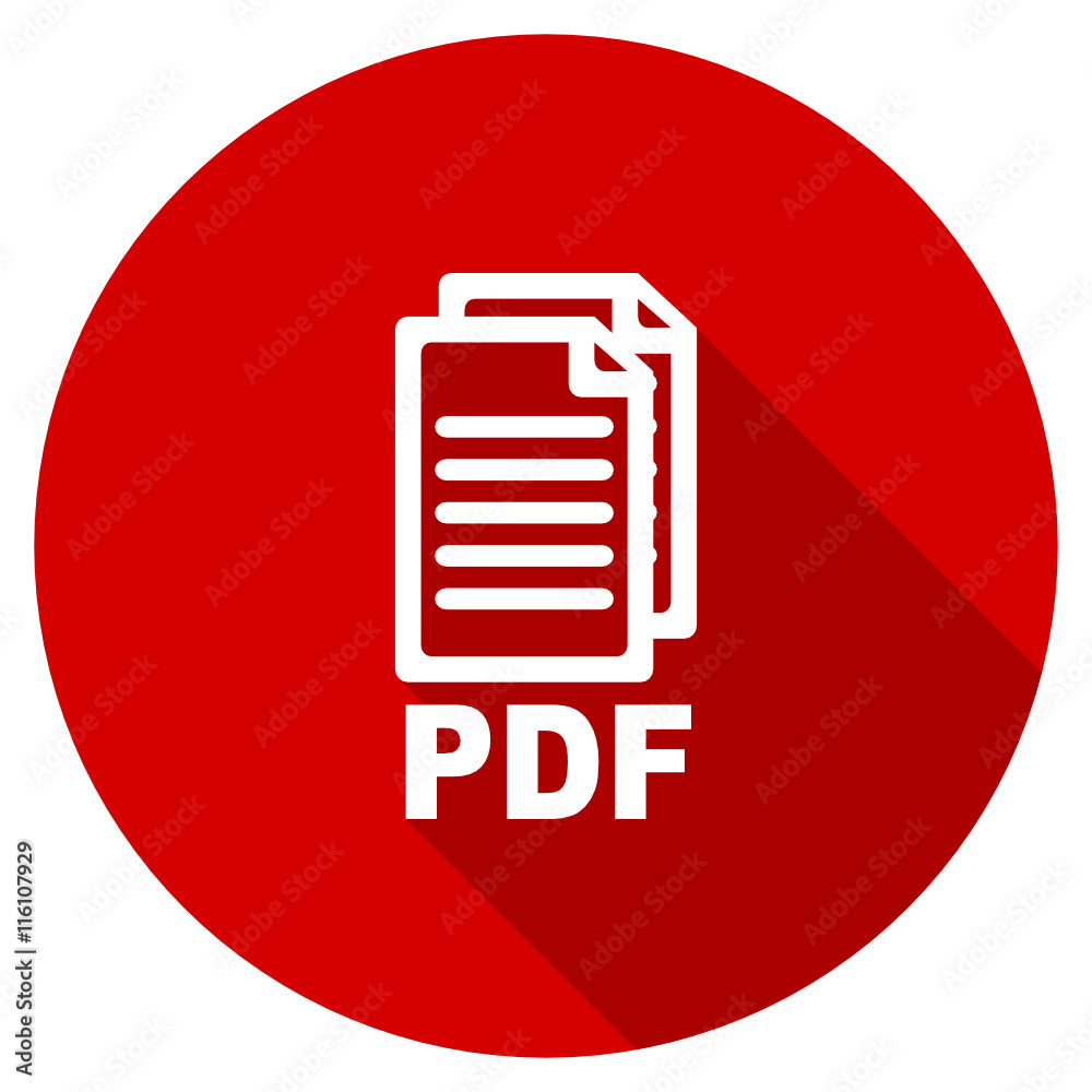 Flat design red round pdf vector icon Stock Vector | Adobe Stock