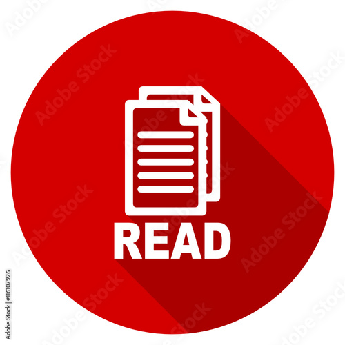 Flat design red round read vector icon