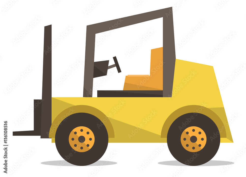 Yellow forklift truck vector illustration.