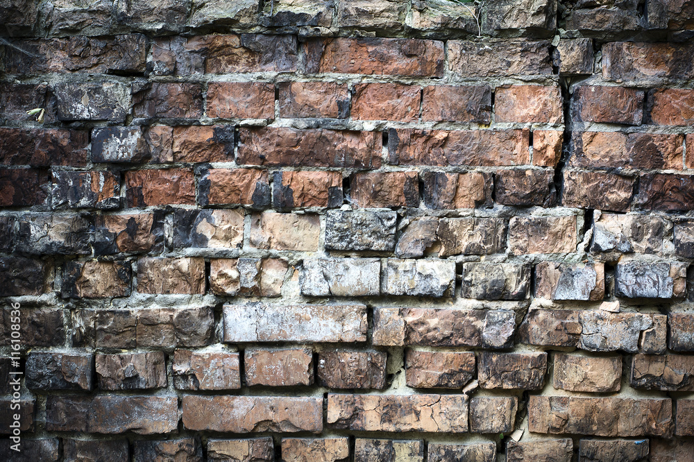 Old red brick. Grunge background