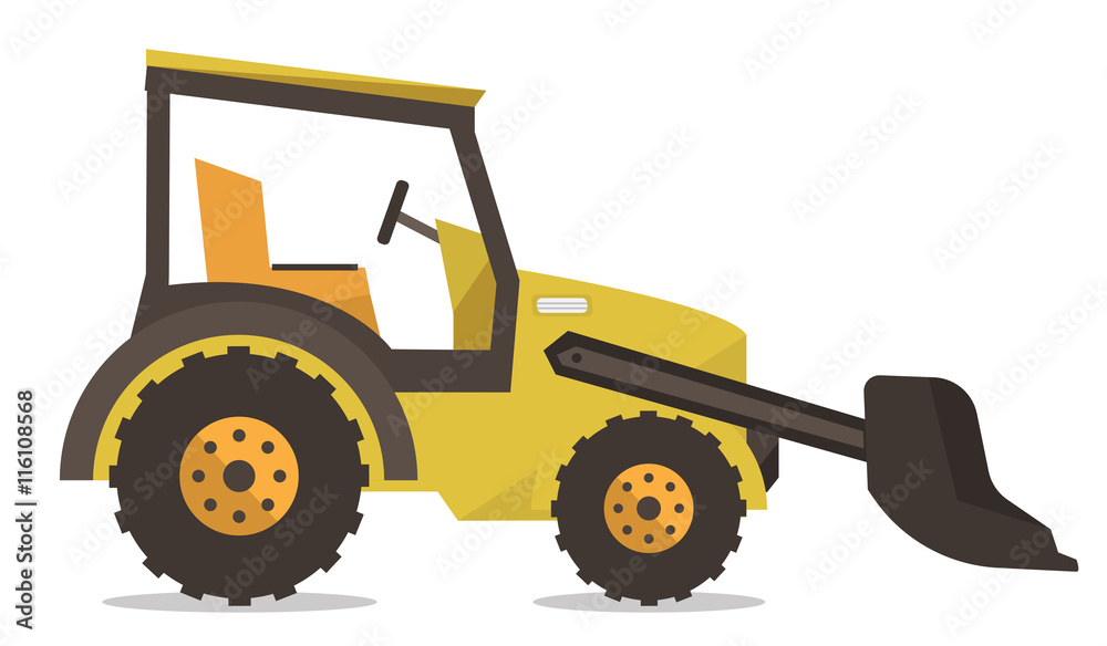 Large yellow bulldozer vector illustration. Large yellow bulldozer vector illustration.