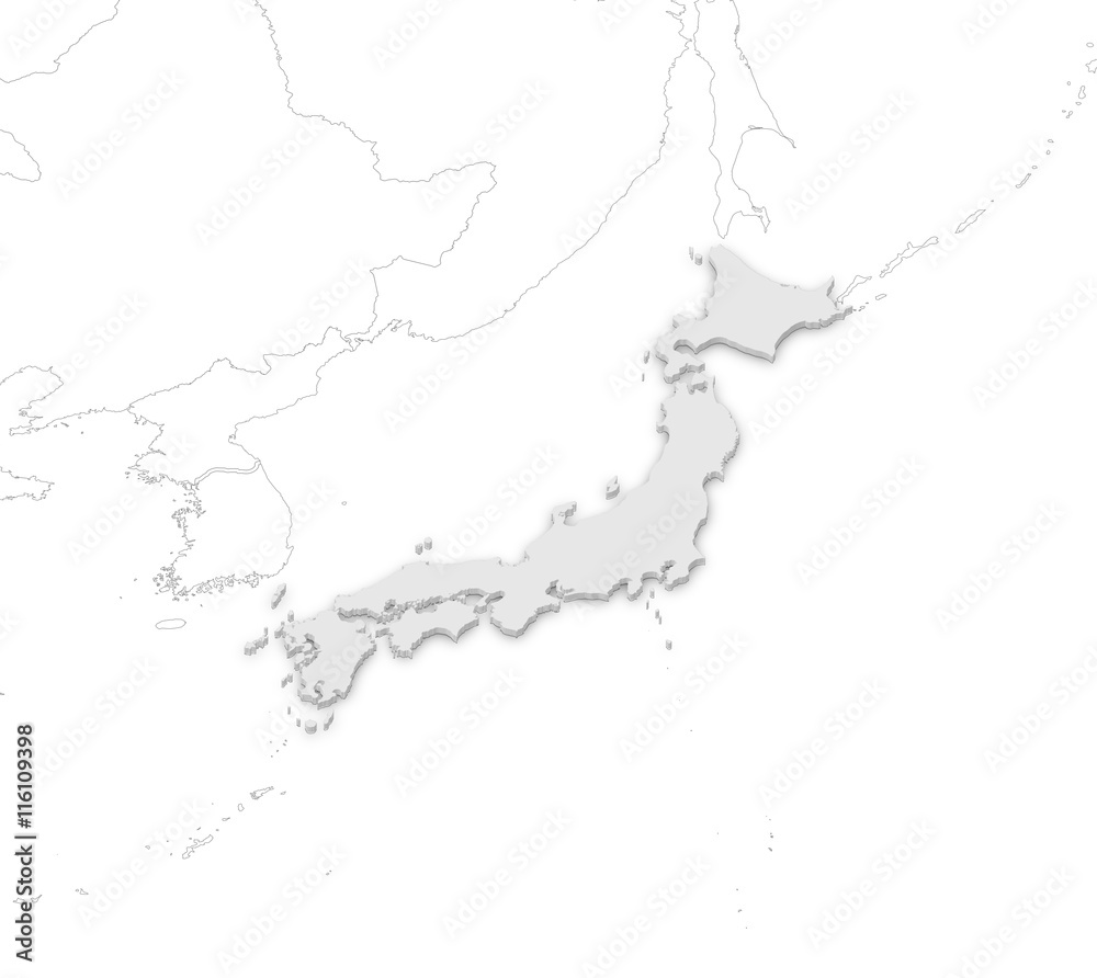 Map - Japan - 3D-Illustration Map - Japan - 3D-Illustration