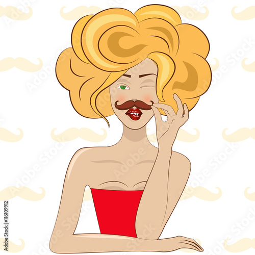 girl with mustache