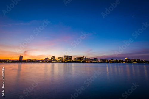 Sunset over the Charles River at the Esplanade in Boston  Massac
