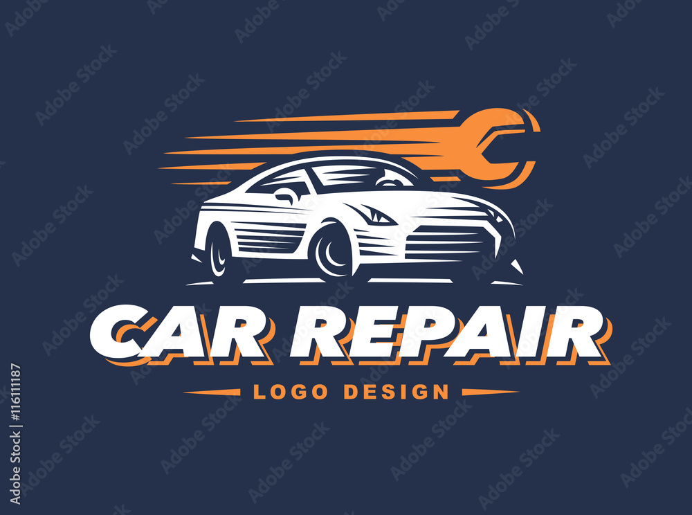 Fotografie Logo car repair on dark background