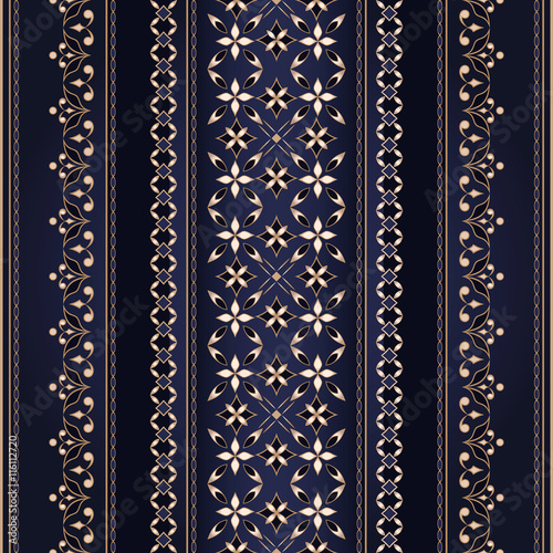 Vector line art seamless border for design template.