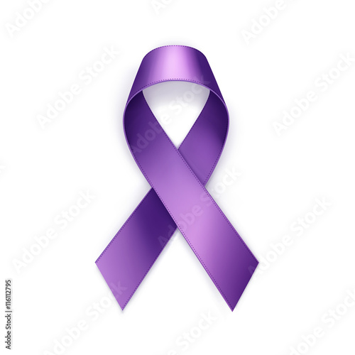 Vector Purple Breast Cancer Ribbon Isolated on White Background