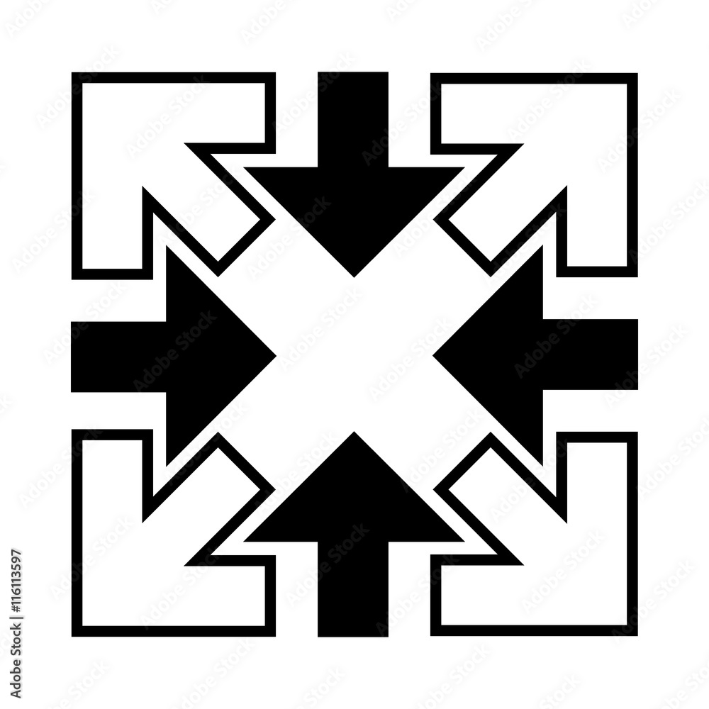 Full screen and exit full screen arrows icon in simple style isolated on white background Full screen and exit full screen arrows icon in simple style isolated on white background