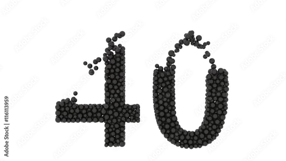 Number forty designed in decorative black balls