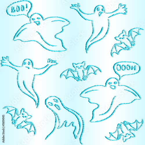Hand drawn Halloween seamless pattern