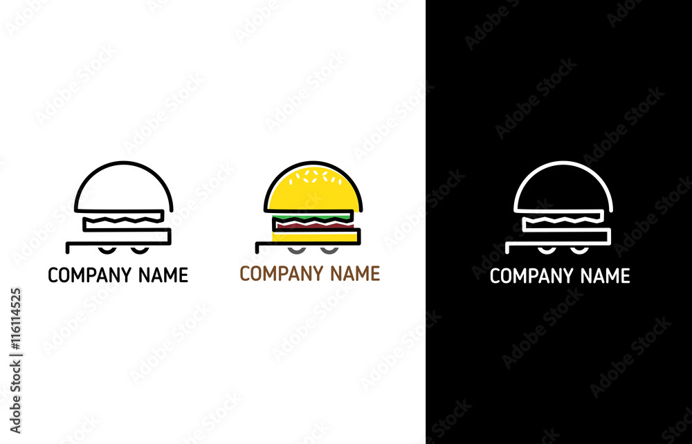 Fototapeta premium Burger flat logo