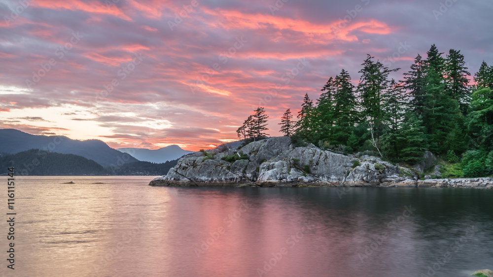 Naklejka premium colorful sunset clouds over whytecliff park West Vancouver Canada