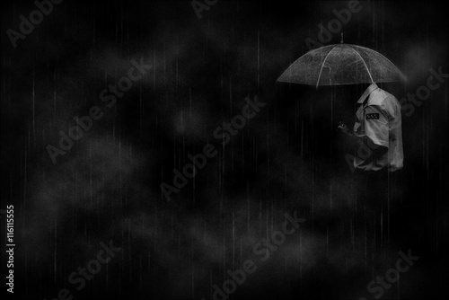 Man in the rain . Loneliness. Sadness.