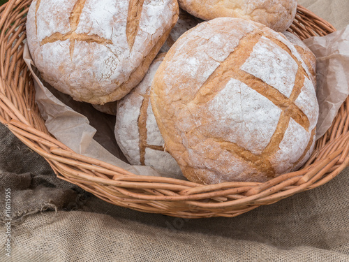 Fresh hearth bread in basket