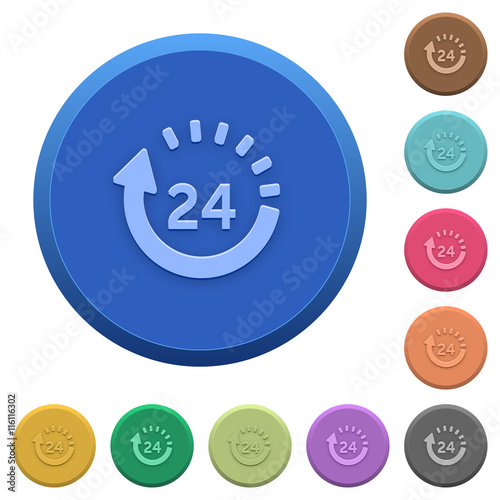 Embossed 24 hour delivery buttons
