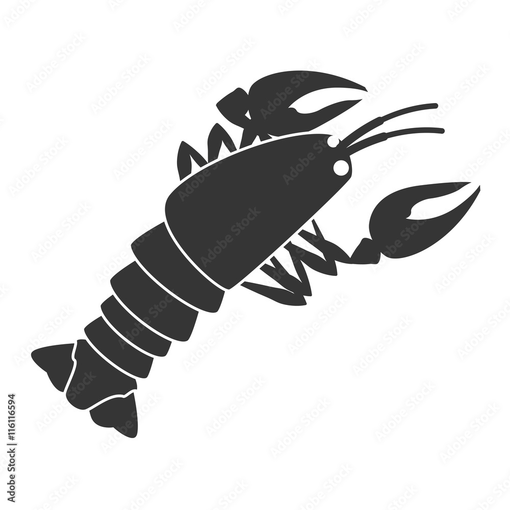 Obraz premium Seafood animal isolated flat icon in black and white, vector illustration graphic.