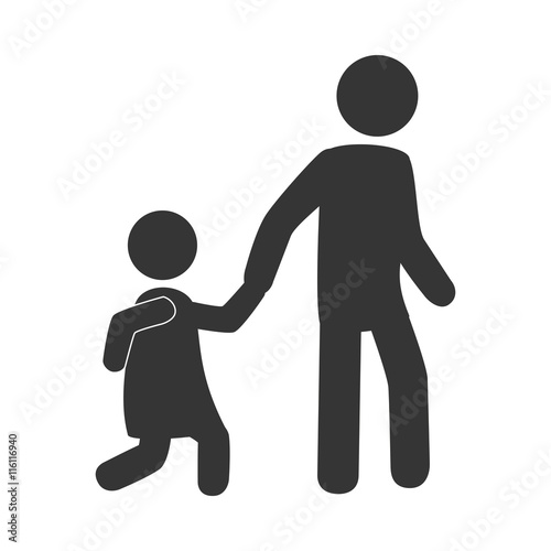 School kid walking pictogram design, isolated flat icon vector illustration graphic.