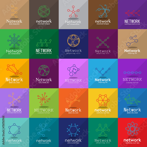 Network Icons Set - Isolated On Mosaic Background - Vector Illustration, Graphic Design. For Web, Websites. Thin Line