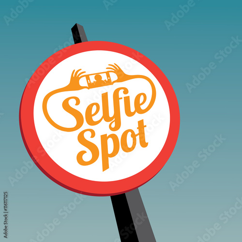 Selfie spot sign. A place to take your self portrait. EPS 10 vector.