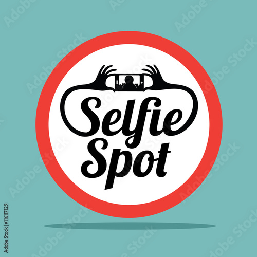 Selfie spot sign. A place to take your self portrait. EPS 10 vector. photo