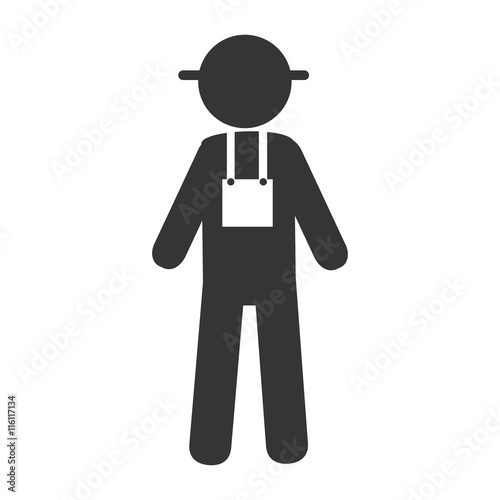 farmer man coverall , isolated flat icon vector illustration