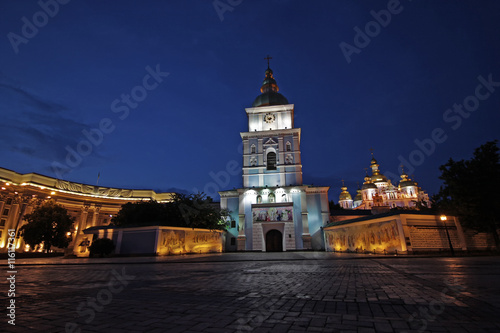 Evening down the golden domes of St. Michael's Cathedral. Kiev,