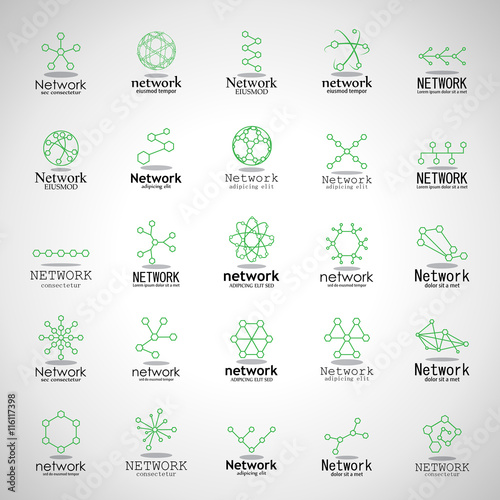 Network Icons Set - Isolated On Gray Background - Vector Illustration, Graphic Design. For Web, Websites. Thin Line