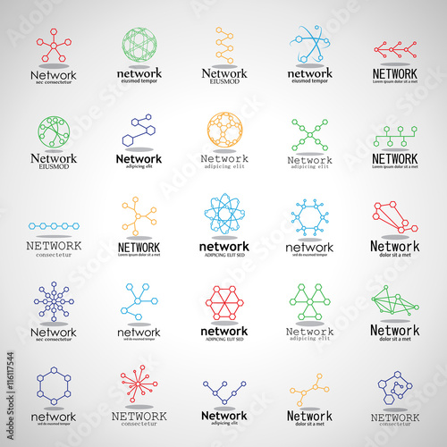 Network Icons Set - Isolated On Gray Background - Vector Illustration, Graphic Design. For Web, Websites. Thin Line