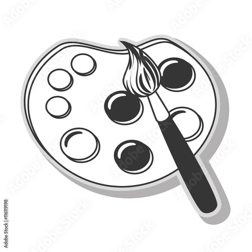 Art paint palette in black and white colors, isolated flat icon.