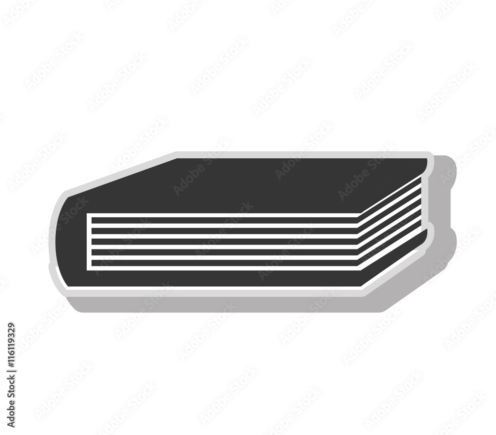 Book education school in black and white colors, isolated flat icon.