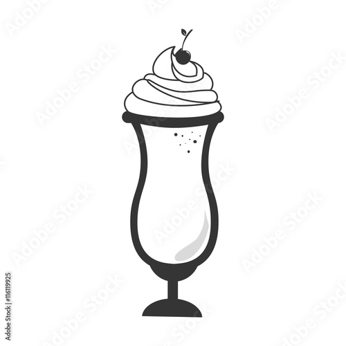 Milkshake ice cream in black and white colors, isolated flat icon.