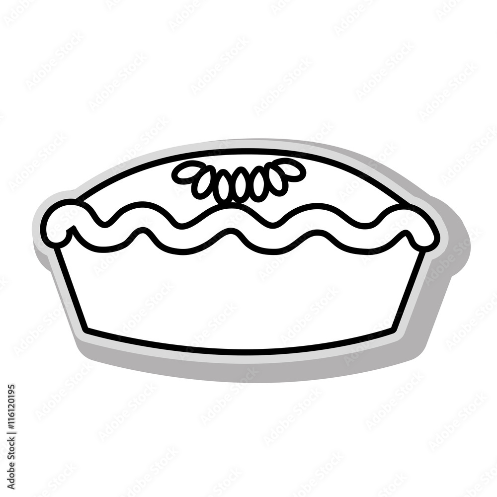 delicious pie dessert in black and white colors, isolated flat icon. delicious pie dessert in black and white colors, isolated flat icon.
