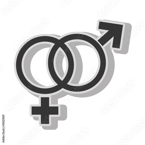 Male female gender symbol , isolated flat icon with black and white colors.