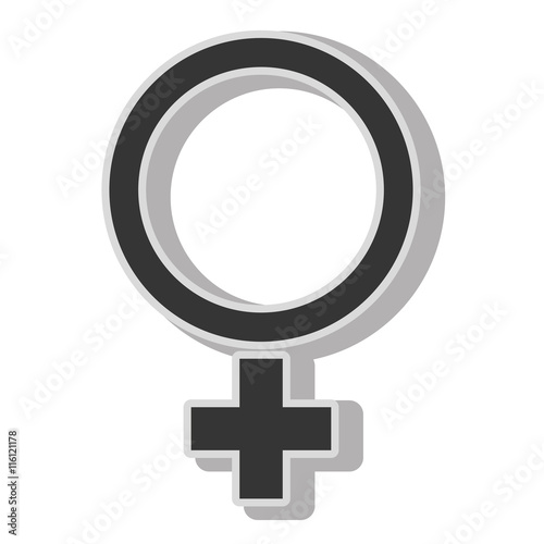 Woman gender sign , isolated flat icon with black and white colors.
