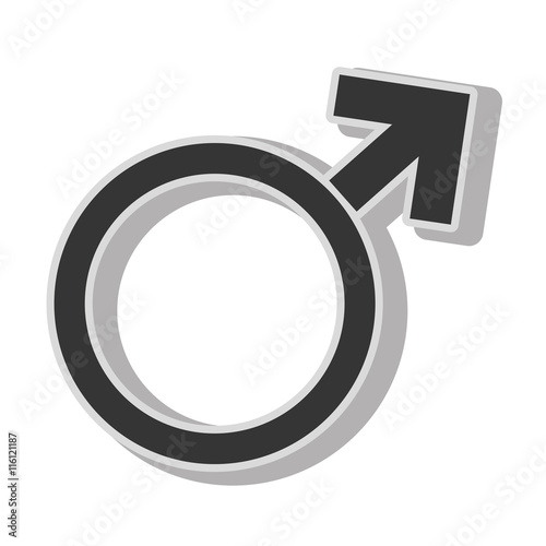 man gender sign , isolated flat icon with black and white colors.