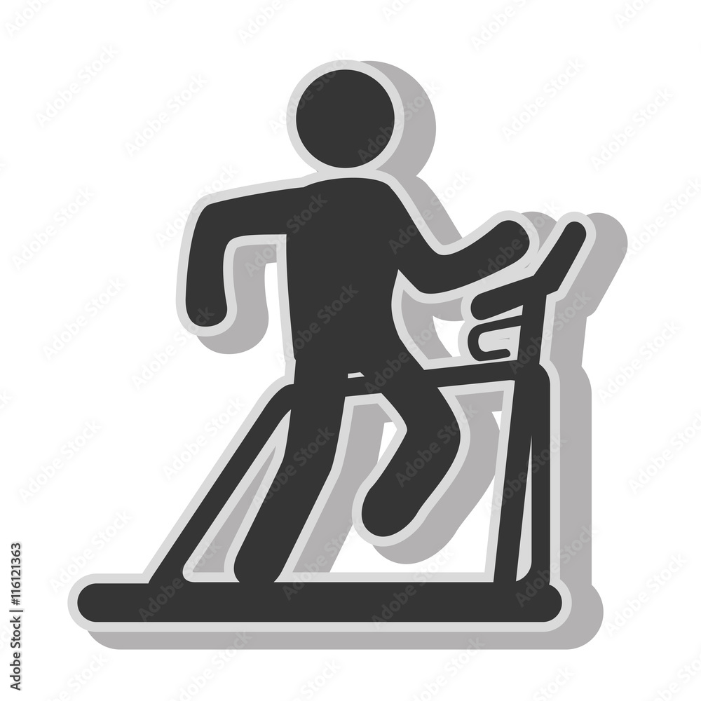 Man trainning cardio , isolated flat icon with black and white colors. Man trainning cardio , isolated flat icon with black and white colors.