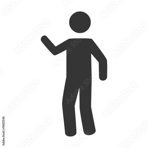 Man body silhouette pictogram , isolated flat icon with black and white colors.