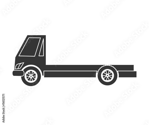 truck towing car black and white colors isolated flat icon