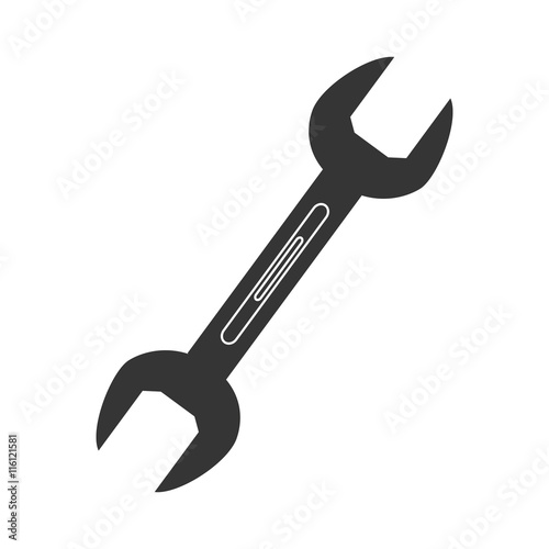 Wrench repair tool black and white colors isolated flat icon
