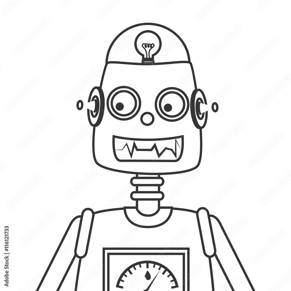 Robot kid toy ,black and white isolated flat icon Robot kid toy ,black and white isolated flat icon
